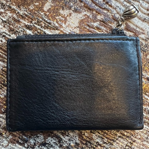 Brighton Coin Change Purse ID Pocket Card Holder Mini Black Heart Leather Zip - Picture 2 of 2
